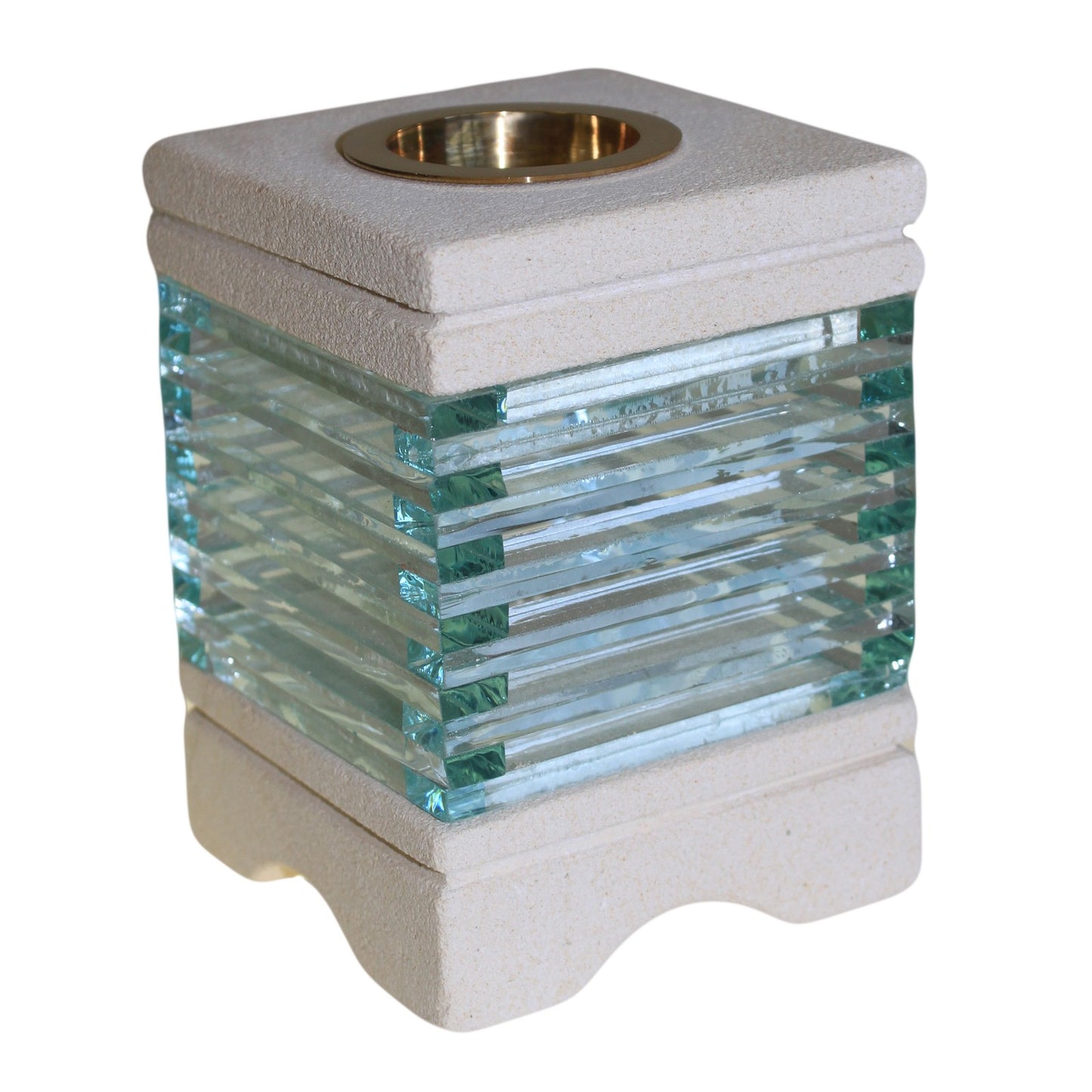 Carefully sourced by The Original Candle Company, this square glass oil burner features a textured sandstone brick design in warm beige. Perfect for diffusing essential oils or melting wax, it creates a soothing, luxury home ambiance with a modern edge.