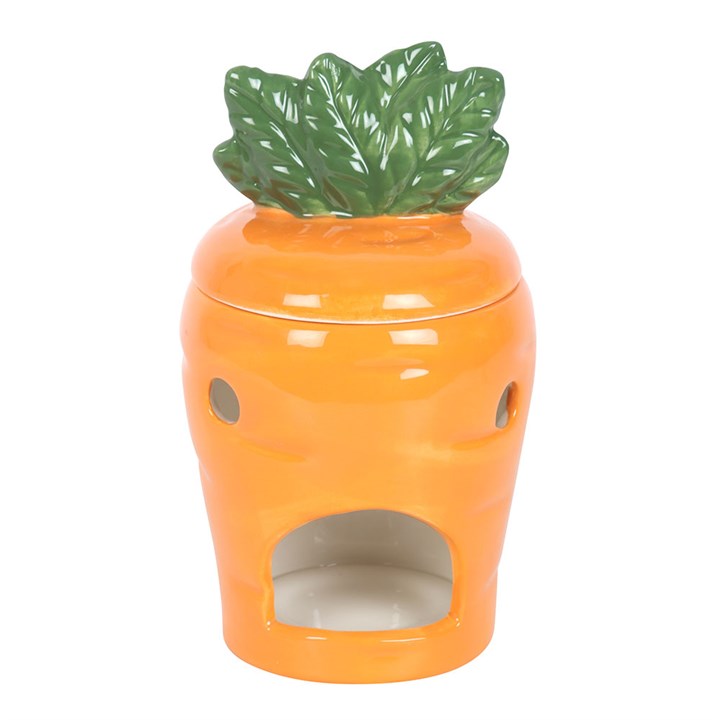 This orange carrot with exquisit leaf detailing will add a touch of something different to any room. With a removable lid to reveal the oil and wax well it is sure to be a talking point.