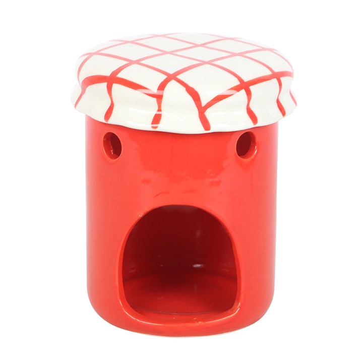 Indulge in a classic designed oil burner and wax warmer carefully curated by The Original Candle Company in the shape and style of a strawberry jam oil burner and wax warmer. This image shows the detail where your tealight candle would go.
