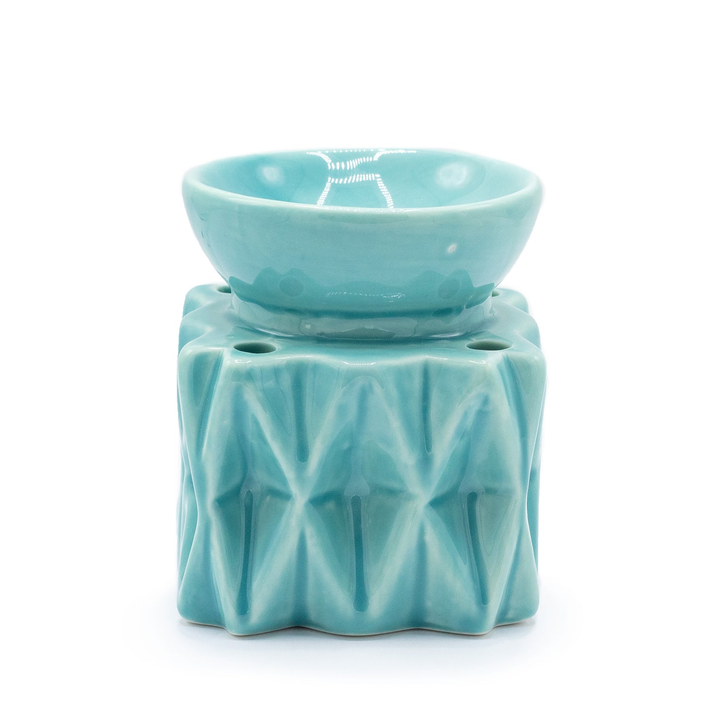 Blue Ceramic Geometric Oil Burner and Wax Warmer