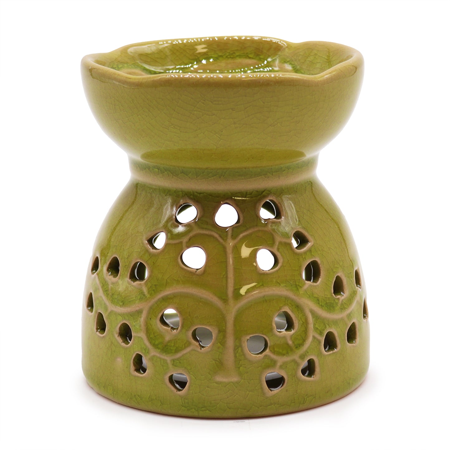 Lime Ceramic Tree of Life Oil Burner and Wax Warmer