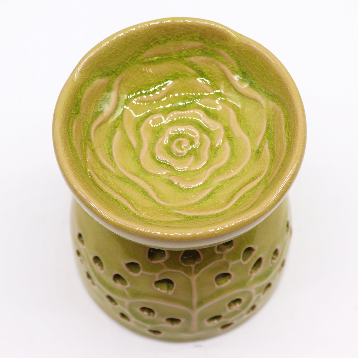 Lime Ceramic Tree of Life Oil Burner and Wax Warmer