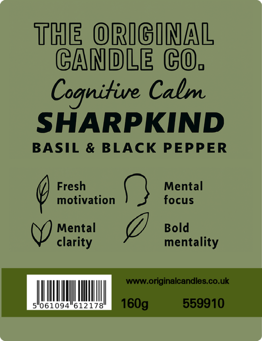 Sharpkind- Basil & Black Pepper Scented Candle for ADHD, Autism & Neurodivergence