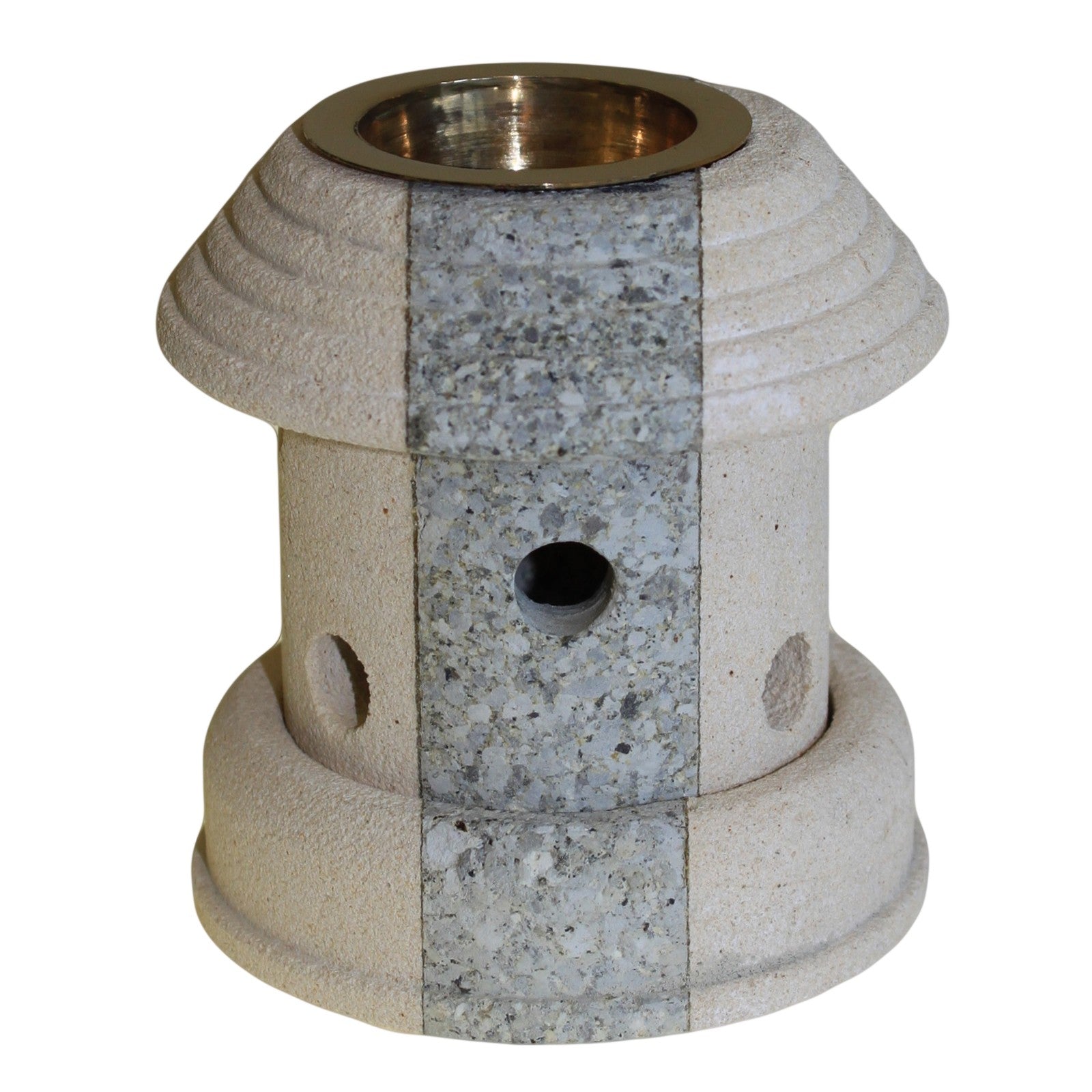 Carefully sourced by The Original Candle Company, this combo lantern-style sandstone oil burner features a sleek grey stripe design, offering a refined aesthetic for essential oils and wax melts