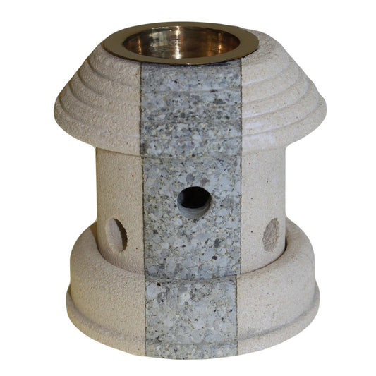 Carefully sourced by The Original Candle Company, this combo lantern-style sandstone oil burner features a sleek grey stripe design, offering a refined aesthetic for essential oils and wax melts
