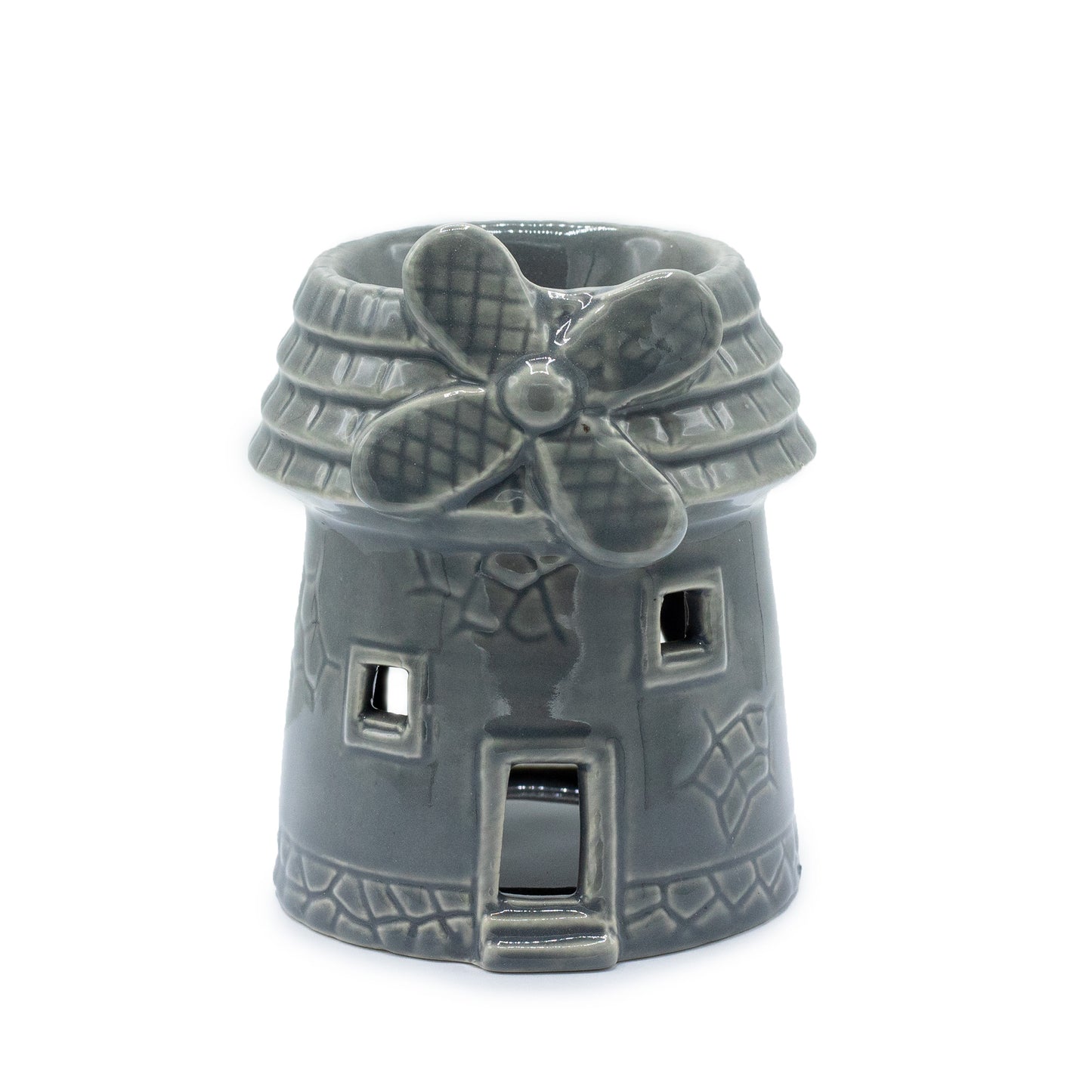 Carefully sourced by The Original Candle Company and featuring a round windmill in a grey glaze, this oil burner and wax warmer will make an attractive decoration in any room.