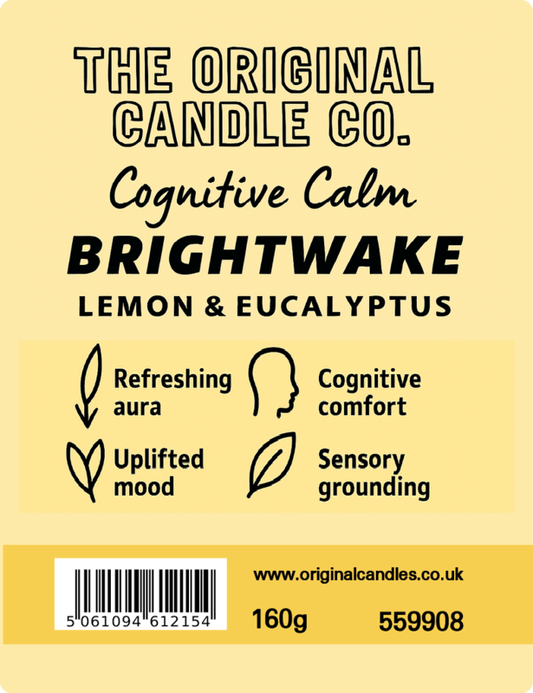 Brightwake- Lemon & Eucalyptus Scented Candle for ADHD, Autism & Neurodivergence