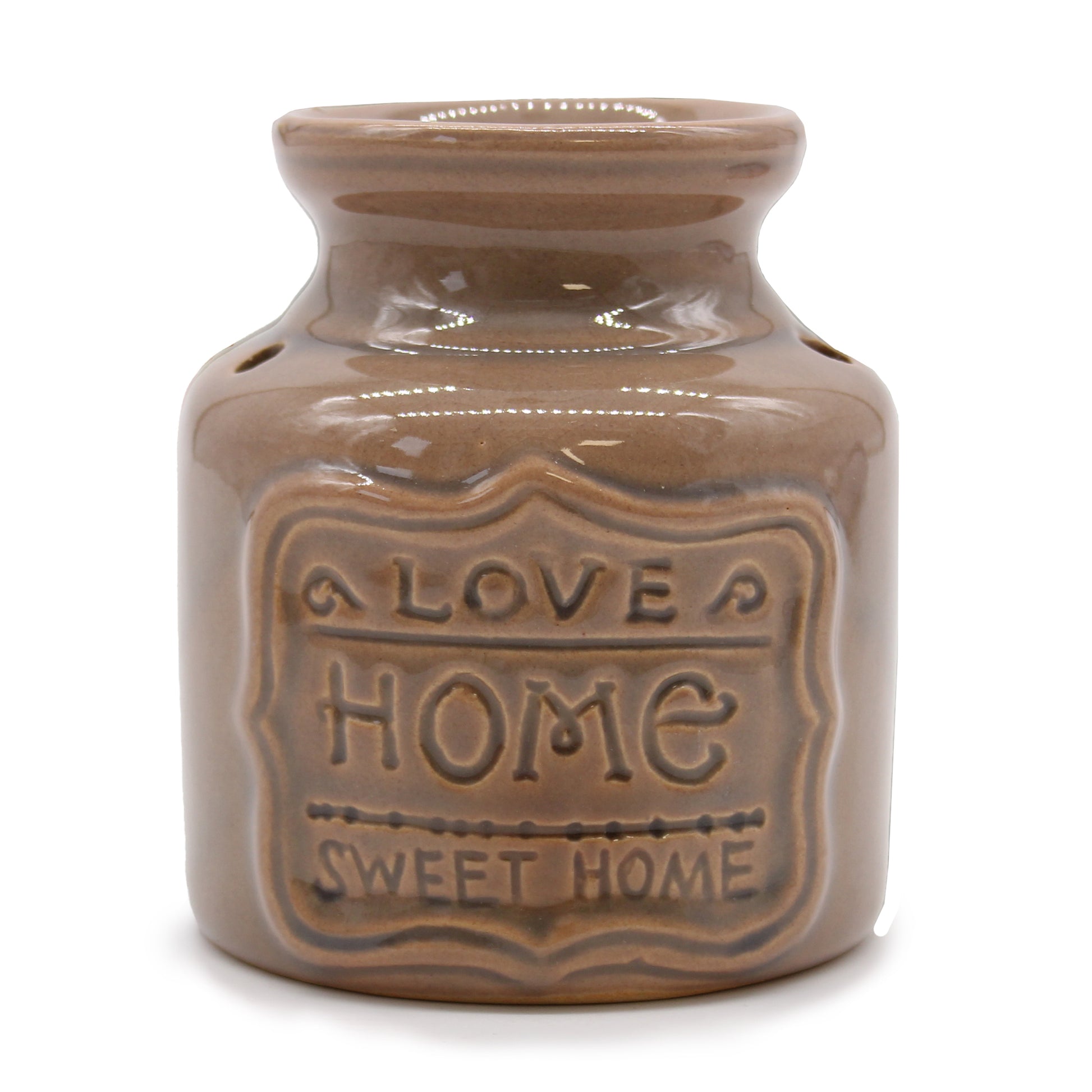 Carefully sourced by The Original Candle Company, this elegant large beige oil burner features a 'Home Sweet Home' embossed design, bringing warmth and charm to any space. Perfect for diffusing essential oils or melting wax, it creates a cosy and inviting atmosphere with a touch of timeless elegance.
