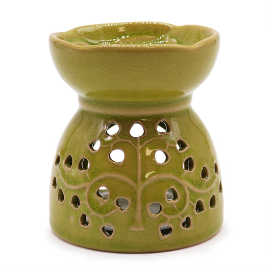 Sourced by The Original Candle Company and featuring a classic tree of life design with a highly decorative glaze in lime, this oil burner and wax warmer will make an attractive decoration in any room.