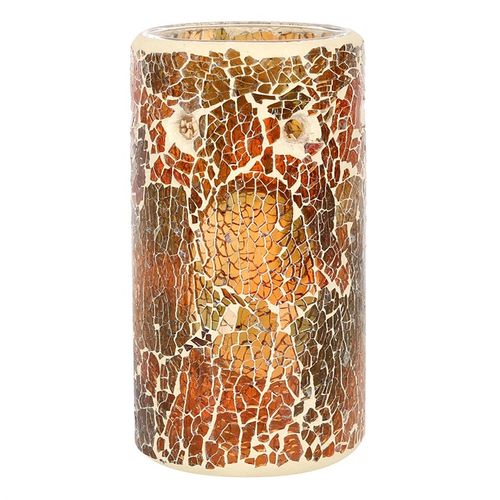 Sure to exude elegance in any setting, this stunning brown crackle glass oil burner and wax warmer in a pillar shape will definitely be a talking point.