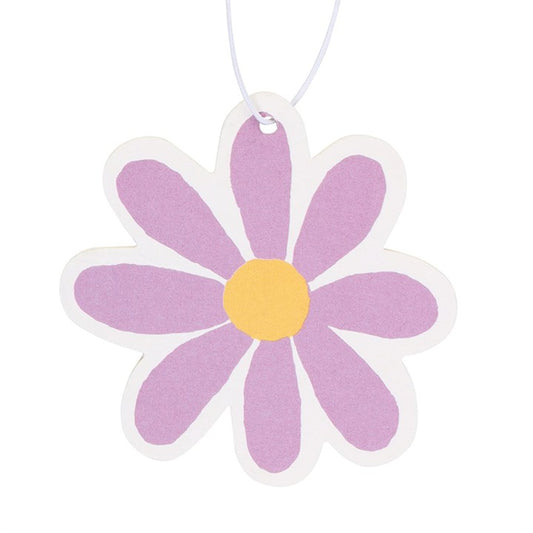 Depicting a colourful daisy shape in purple with a fragrance of fresh florals without the outer packaging.