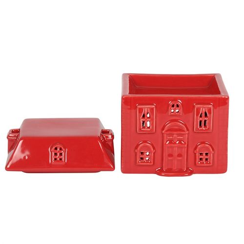This adorable, red ceramic house oil burner and wax warmer is sure to delight. Perfect for all year round use and a stand-out piece for the festive season. Simply place a lit tealight inside, remove the lid, add fragrance oil or wax melts to the bowl and wait for the calming scent to fill the air. Always remove the lid whilst in use. Image illustrates the lid removed.