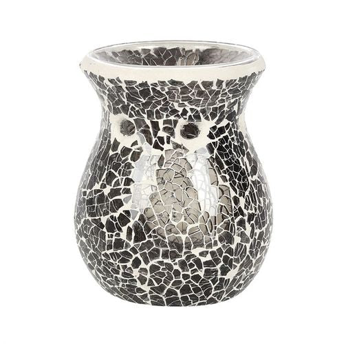 Intricately designed, this crackled glass oil burner and wax warmer is going to add a touch of style and class to any setting.