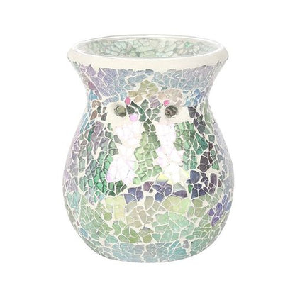 Designed to be a show piece, this gorgeous irridescent crackled glass oil burner and wax warmer will become a talking point for its beautiful effect.