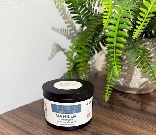 Vanilla handmade scented candle tin from The Original Candle Company