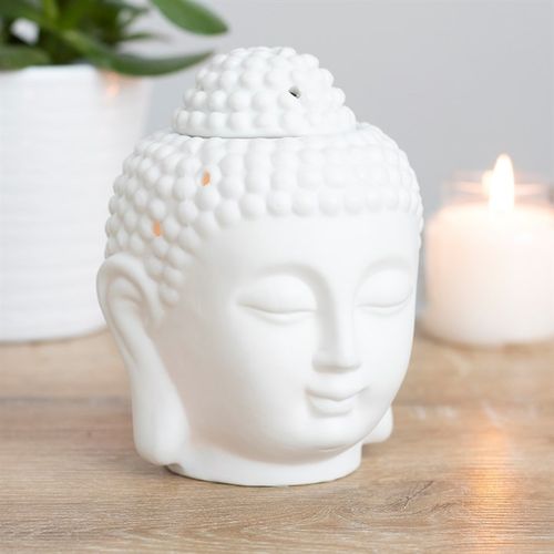 Carefully sourced by The Original Candle Co. The perfect addition to a calm and serene space, this white buddha head oil burner has matt finish and intricate detail. Compatible with both fragrance oil and wax melts, the melt bowl sits under the removable top which can be replaced whilst the burner is not in use.