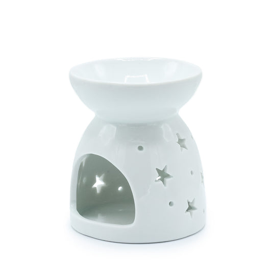 Carefully sourced by The Original Candle Company and featuring a cut-out Angel design in white, this oil burner and wax warmer will make an attractive decoration in any room. Image shows the rear of the burner where the cut-out for the tealight goes.