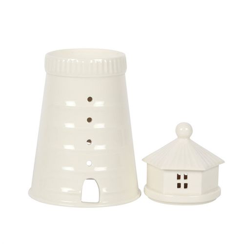 Add a nautical touch to any room with this stunning while lighthouse design oil burner and wax warmer. With a removable lid to reveal the oil and wax well.
