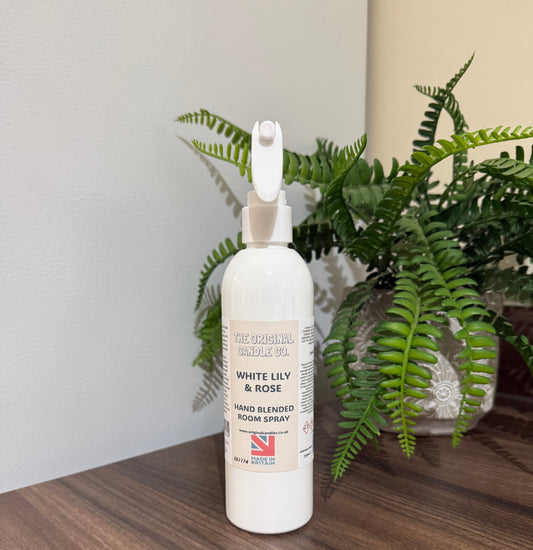 Expertly crafted by The Original Candle Company, this White Lily & Rose hand-blended room mist spray delivers a graceful, floral aroma, designed to refresh any space with soft, romantic fragrance notes.
