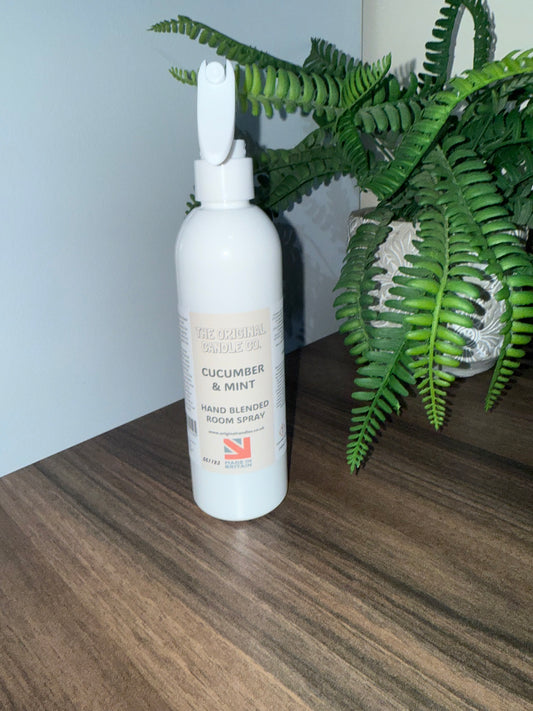 Hand blended room mist spray in Cucumber & Mint fragrance from The Original Candle Co.