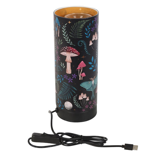 Mystical palm reading aroma lamp designed for a captivating ambience. Its forest-inspired print illuminates while gently diffusing soothing fragrance oils—offered by The Original Candle Co.